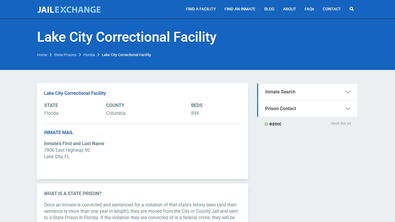 Lake City Correctional Facility Prisoner Search | Visitation, Mail, FAQ ...