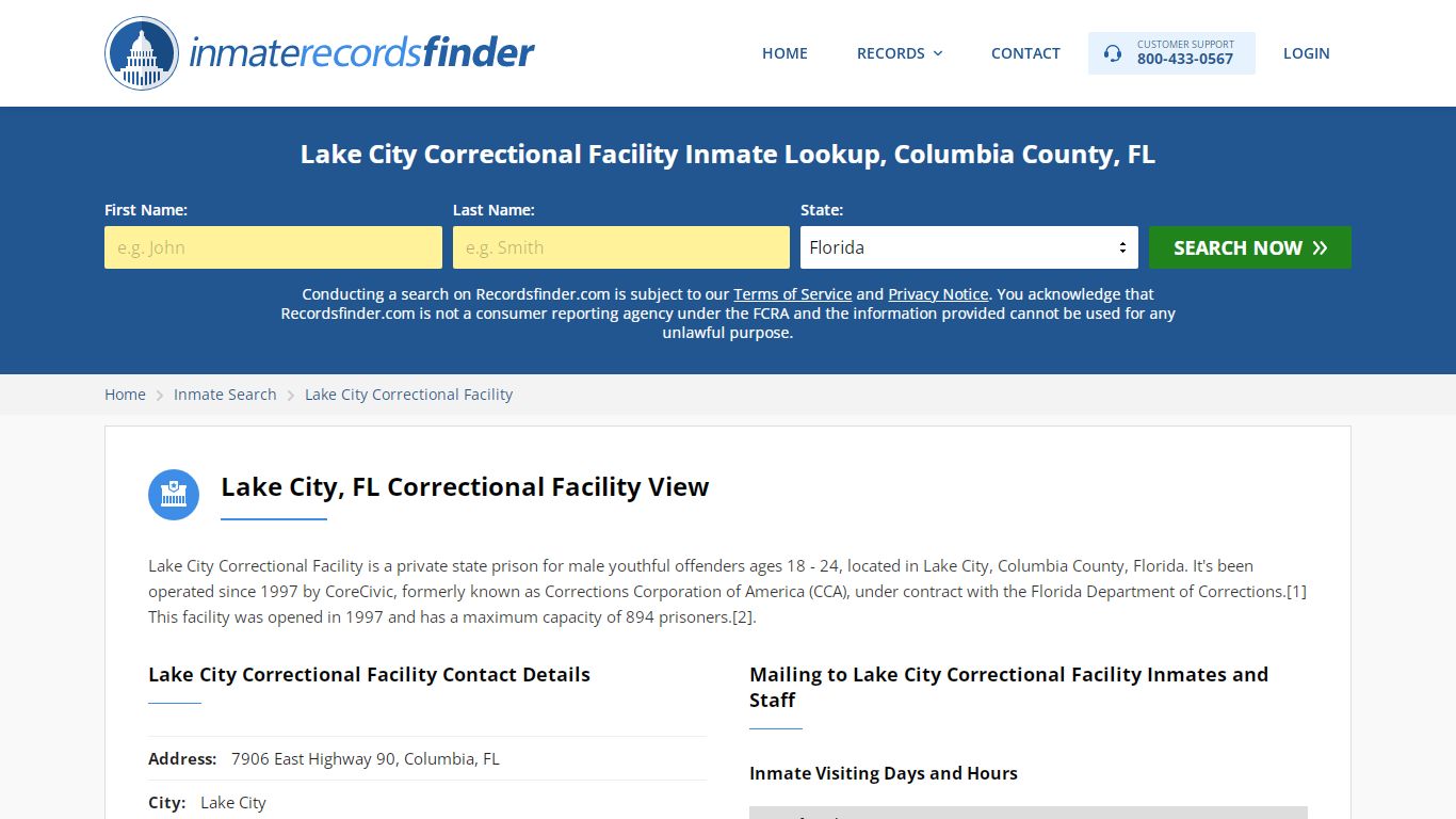 Lake City Correctional Facility Roster & Inmate Search, Columbia County ...