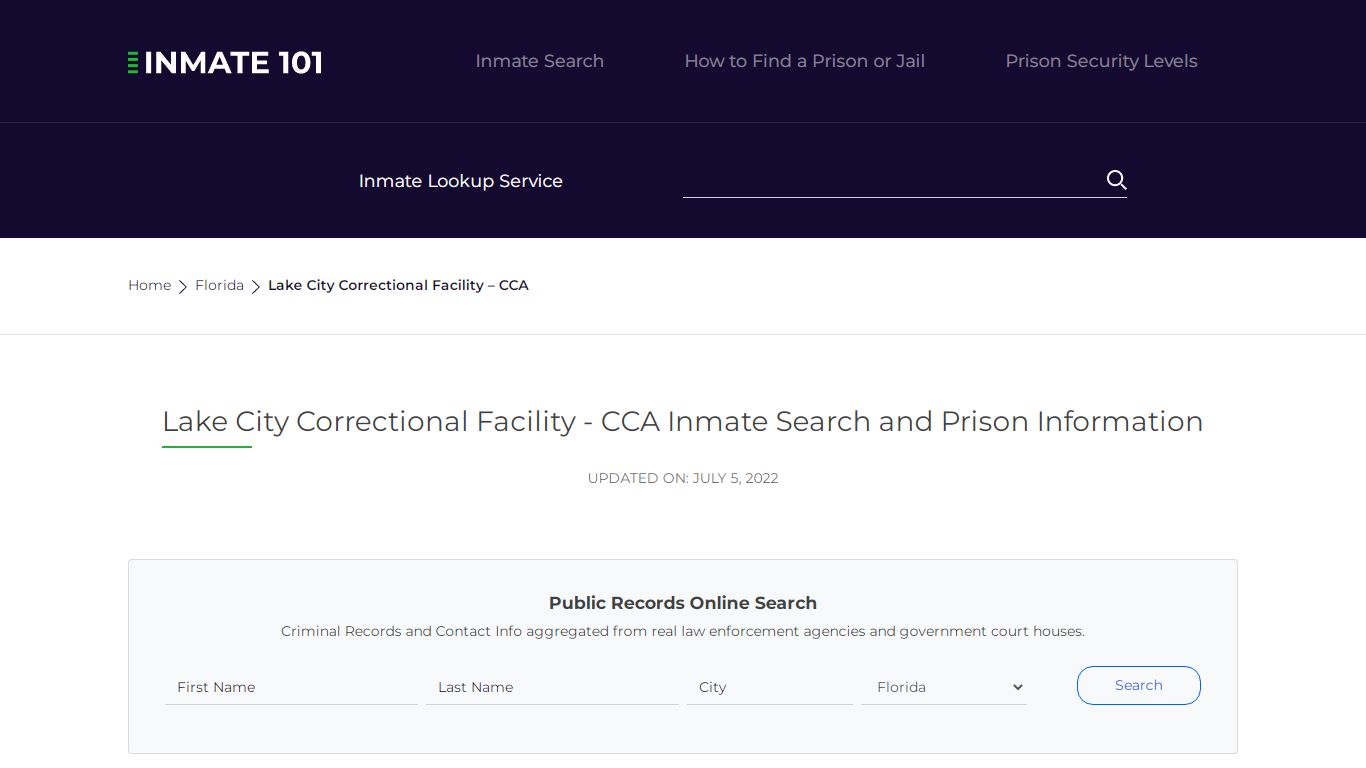 Lake City Correctional Facility - CCA Inmate Search, Visitation, Phone ...